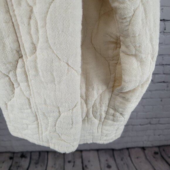 Zara Ivory Cream Quilted Cotton Buttoned Collarless Pockets Jacket Size Small S - Picture 11 of 16